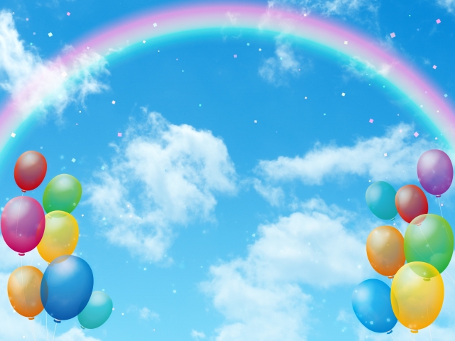 虹と風船